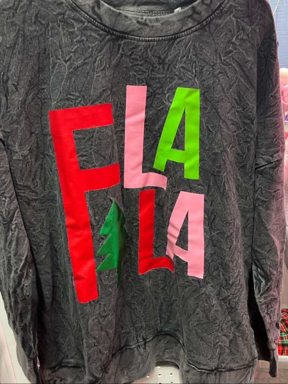 Women’s Black Graphic Holiday Sweatshirt with Colorful Lettering